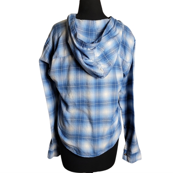 Hollister hooded button down high low plaid top size large - Picture 2 of 10